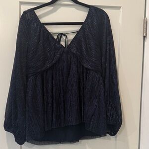 Express Shimmering Navy Blouse